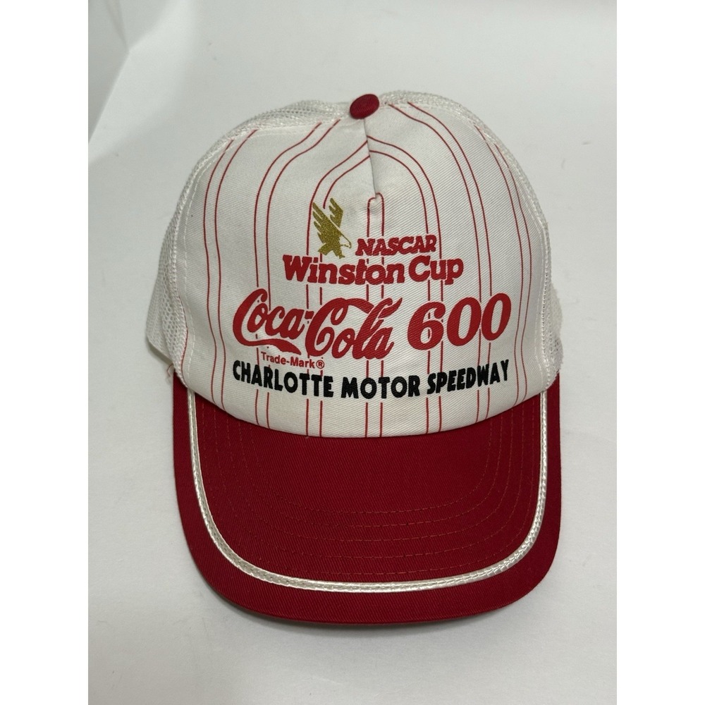 Vtg 1990s Winston Cup Coca Cola 600 Racing Hat Mesh Trucker Snapback Charlotte